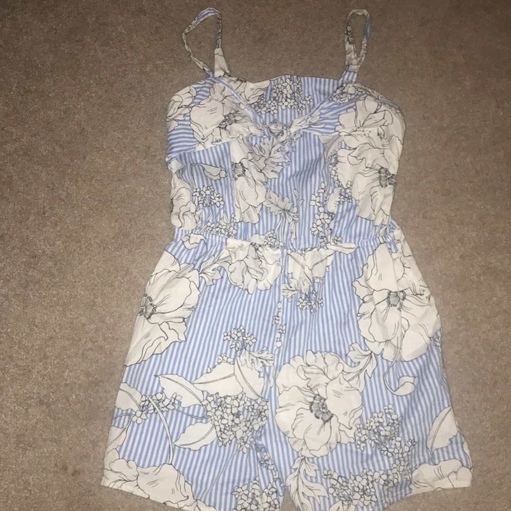 striped floral romper